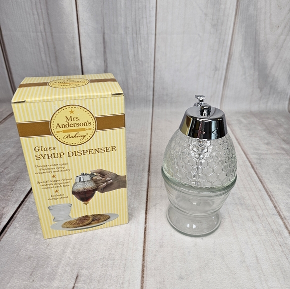 MRS. ANDERSON'S BAKING Glass Syrup/Honey Dispenser with Stand - Picture 3 of 9